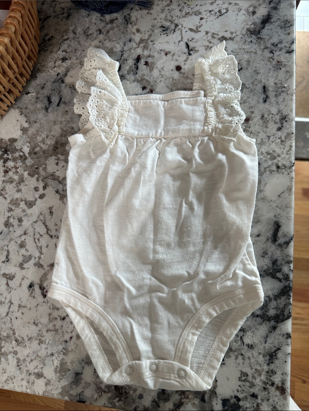 Carter's White Eyelet Ruffle-Strap Baby One-Piece